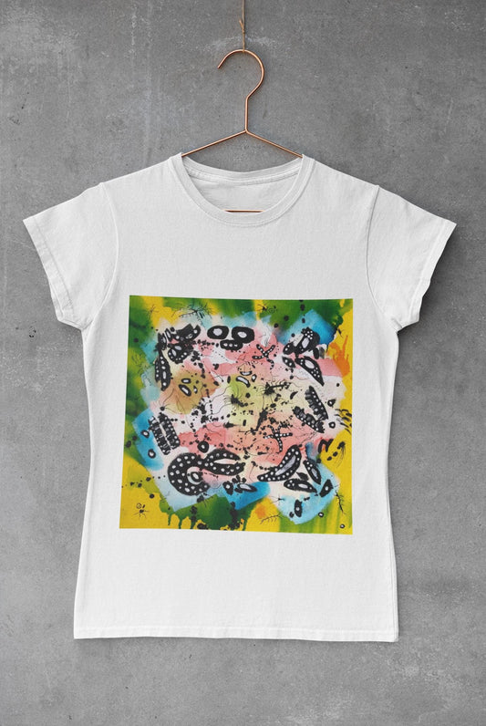 Abstract Ink Faces T-Shirt | Colorful Linework Art, Cape Town Design