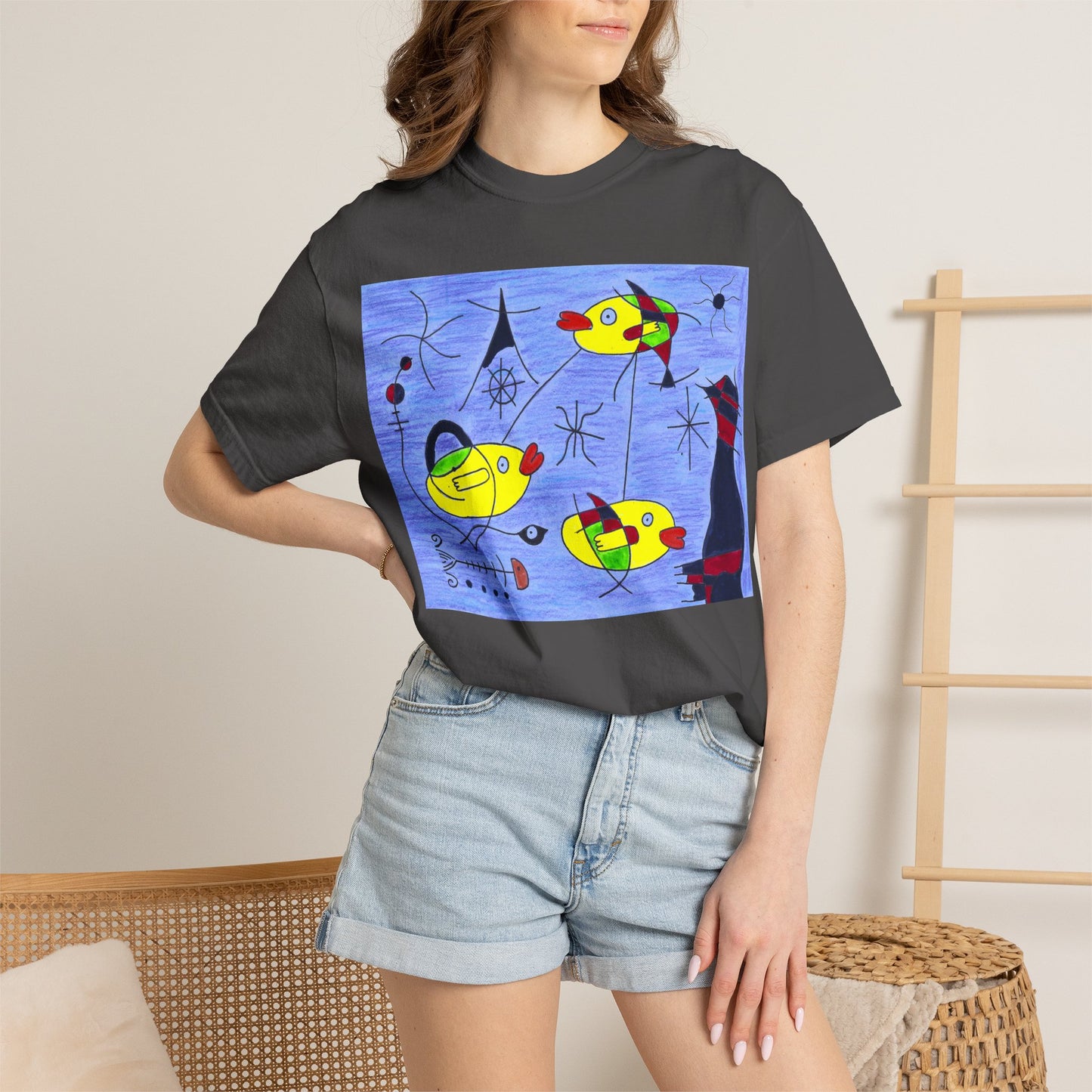 Joan Miró-inspired Ducks Artwork T-shirt | Abstract Surrealist Duck Design