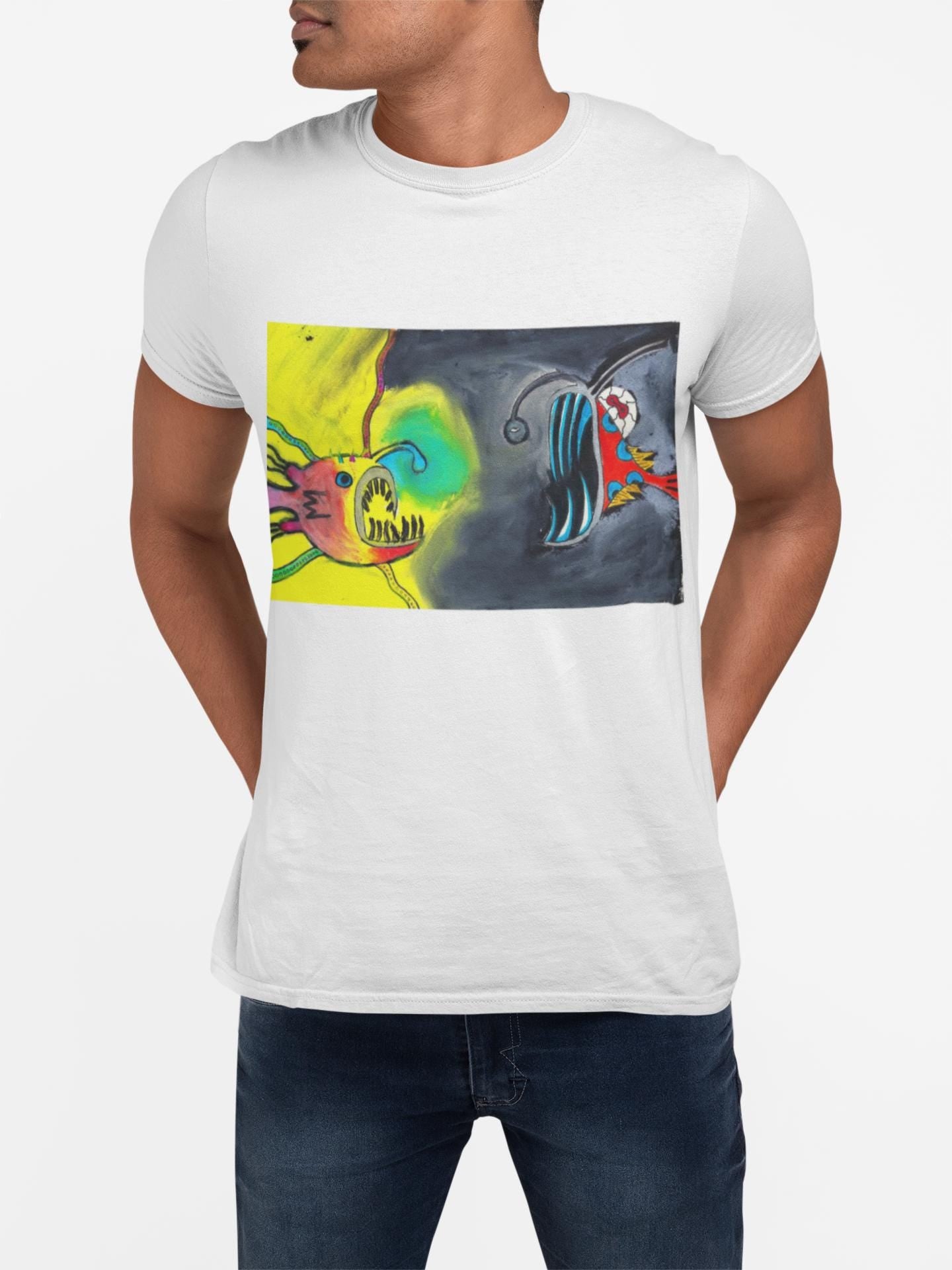 Dueling Angler fish | Bioluminescence Deep Ocean | Scary Fish | Hand Drawn | U.K. Artist