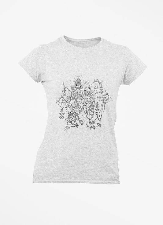 Abstract Ganesh Linework Print Tee | Hindu Surrealist Art, UK Artist