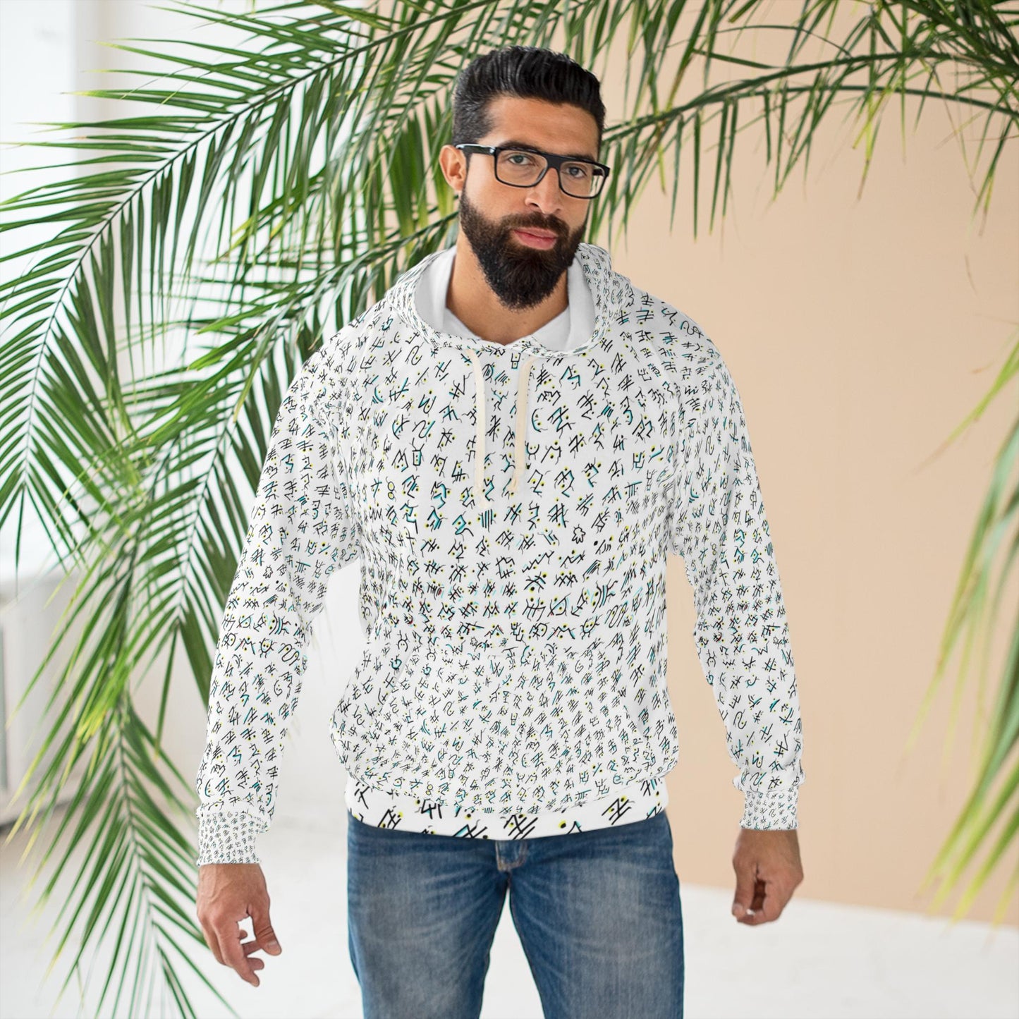 OddDuckBar Constellation Hand Drawn Pattern Hoodie | Succulent Plant All-Over Print Pullover