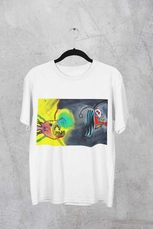 Dueling Angler fish | Bioluminescence Deep Ocean | Scary Fish | Hand Drawn | U.K. Artist