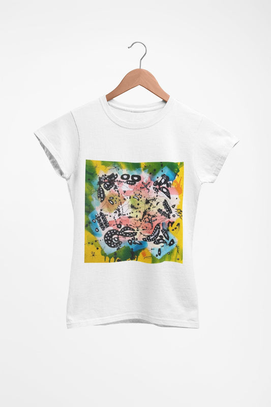 Abstract Ink Faces T-Shirt | Colorful Linework Art, Cape Town Design