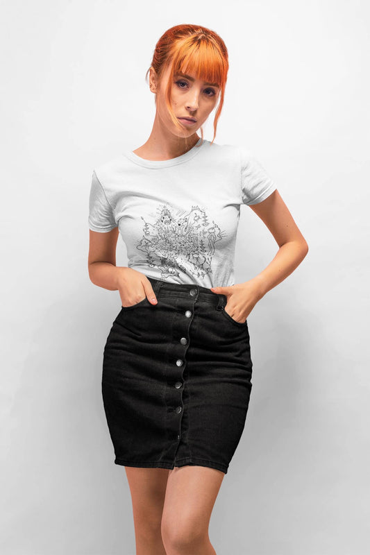 Abstract Ganesh Linework Print Tee | Hindu Surrealist Art, UK Artist