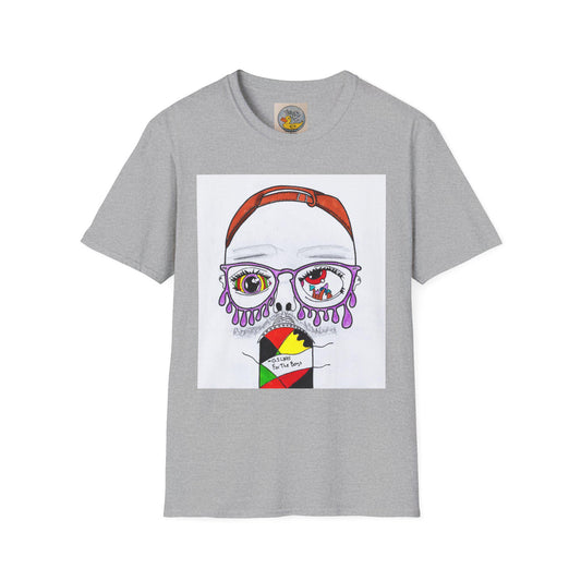 Trippy Psychedelic Abstract Josh Portrait T-Shirt | Purple Eyes, Glasses