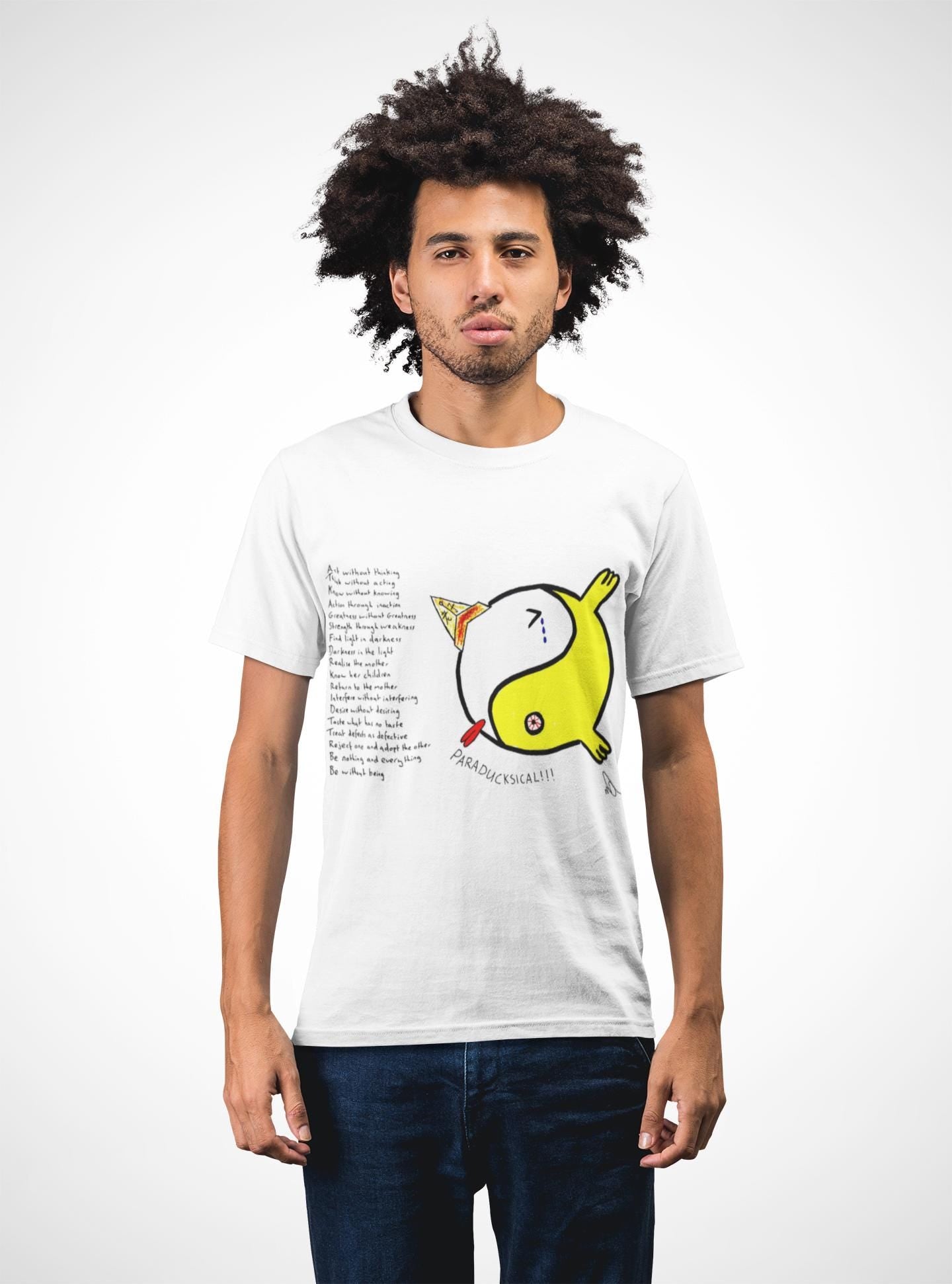 Taoism Paradox Ducks T-Shirt | Laotzu Poem Mental Health Awareness | Hand Drawn | U.K. Artist