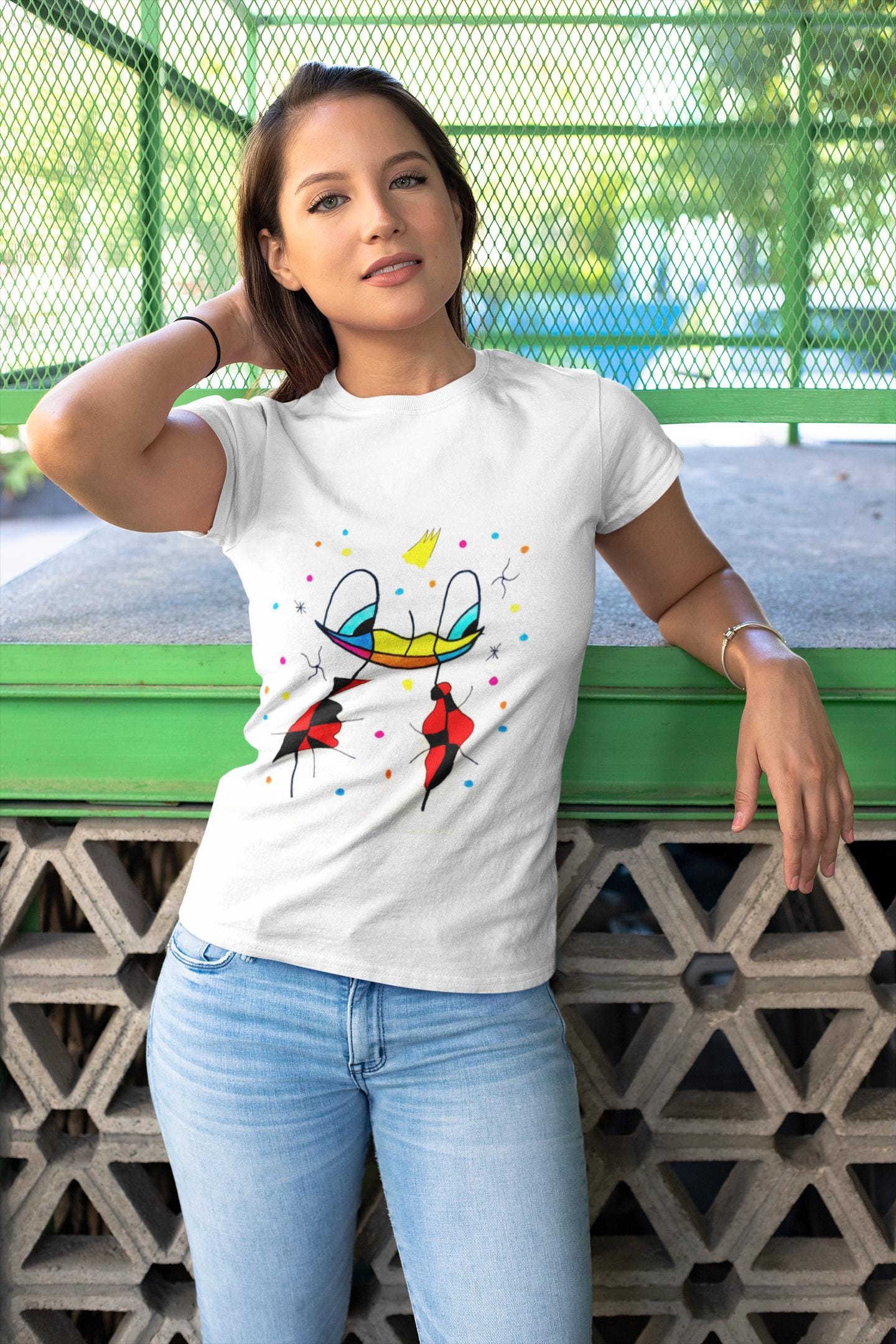 Flamenco Duck T-Shirt | Joan Miró Style Abstract Art, Hand Drawn Tee