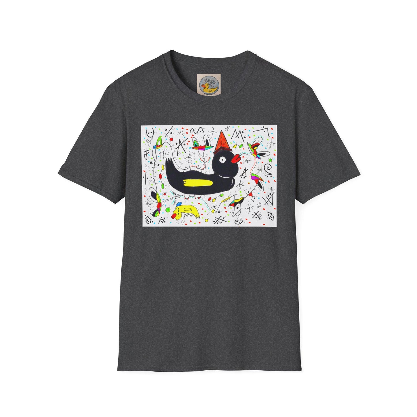 Black Duck Surreal Art Tee | Joan Miro Style Mental Health Awareness Shirt