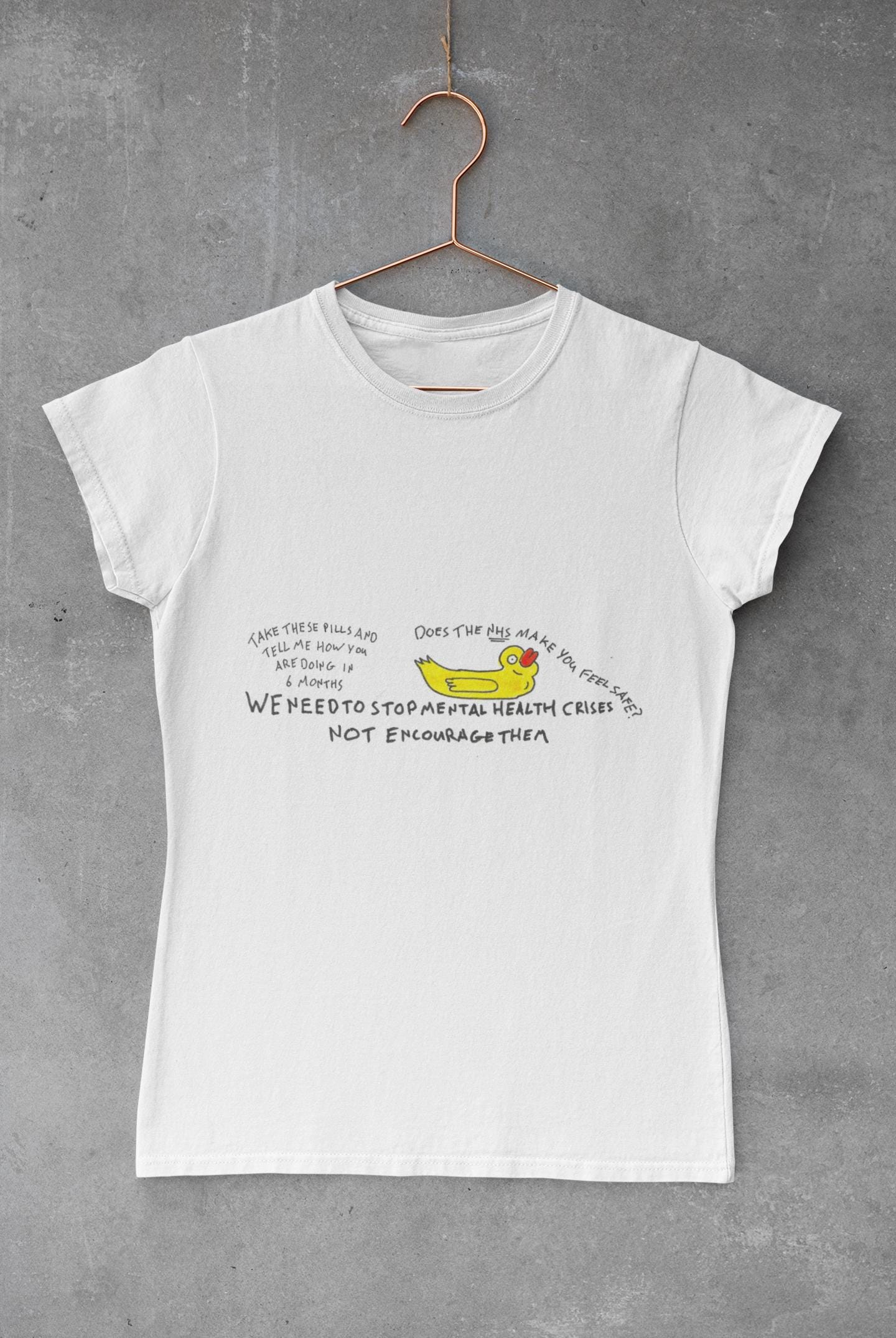 NHS Mental Health Awareness T-Shirt | Meds Side Effects, Understaffed Care, Hand Drawn Slogan
