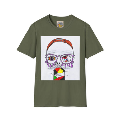 Trippy Psychedelic Abstract Josh Portrait T-Shirt | Purple Eyes, Glasses