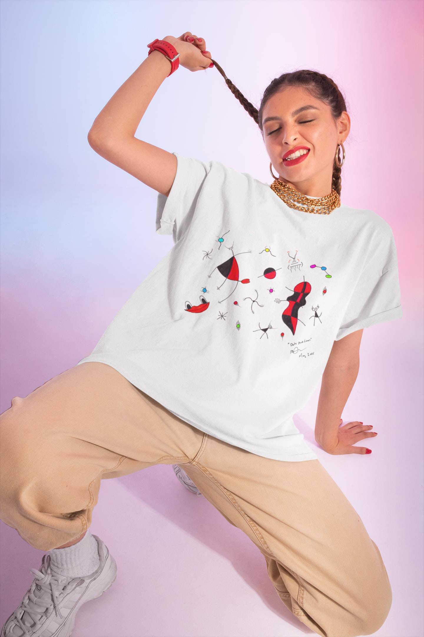 Joan Miró Inspired Alien T-Shirt | Minimalist Abstract Hand Drawn Tee