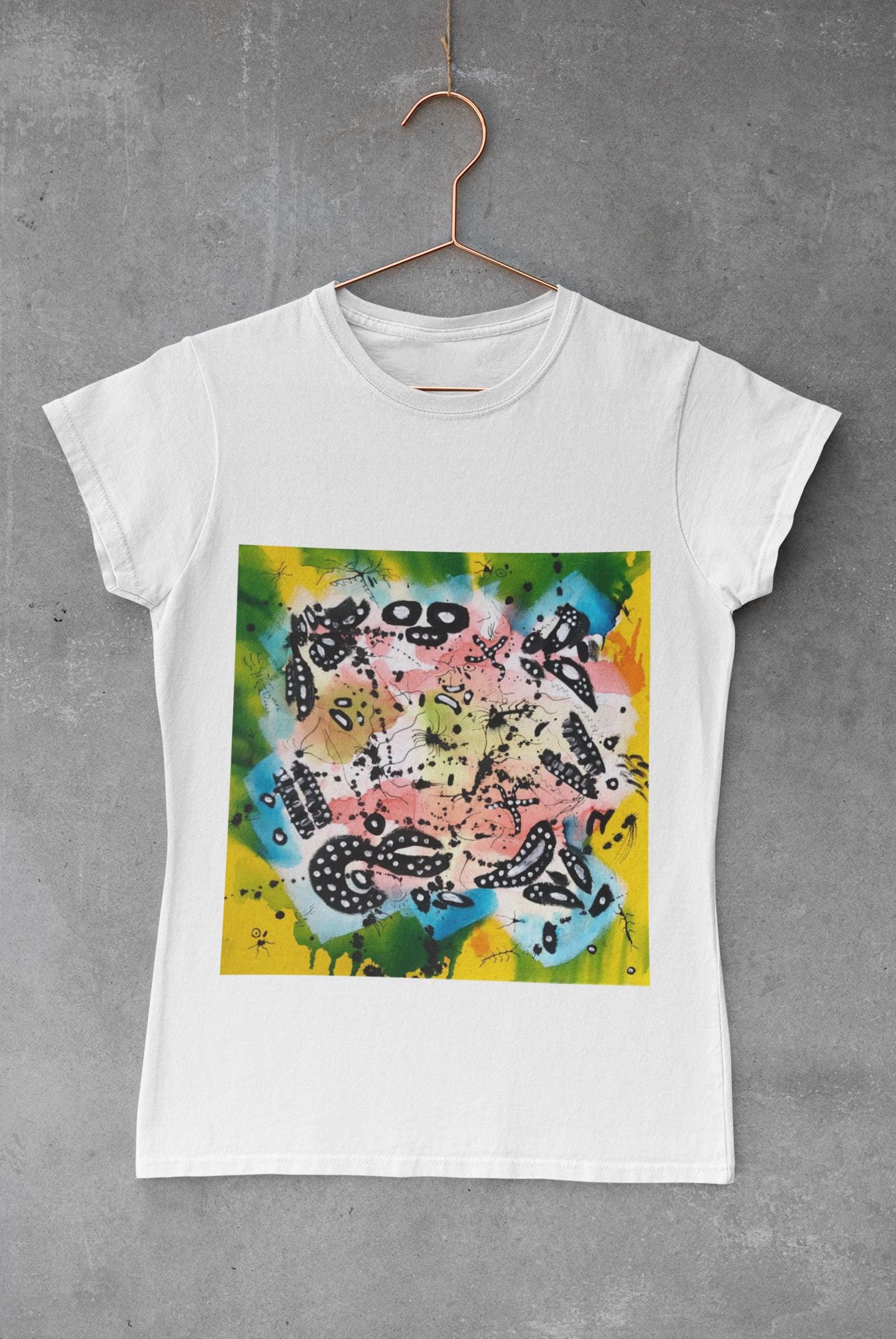 Abstract Ink Faces T-Shirt | Colorful Linework Art, Cape Town Design