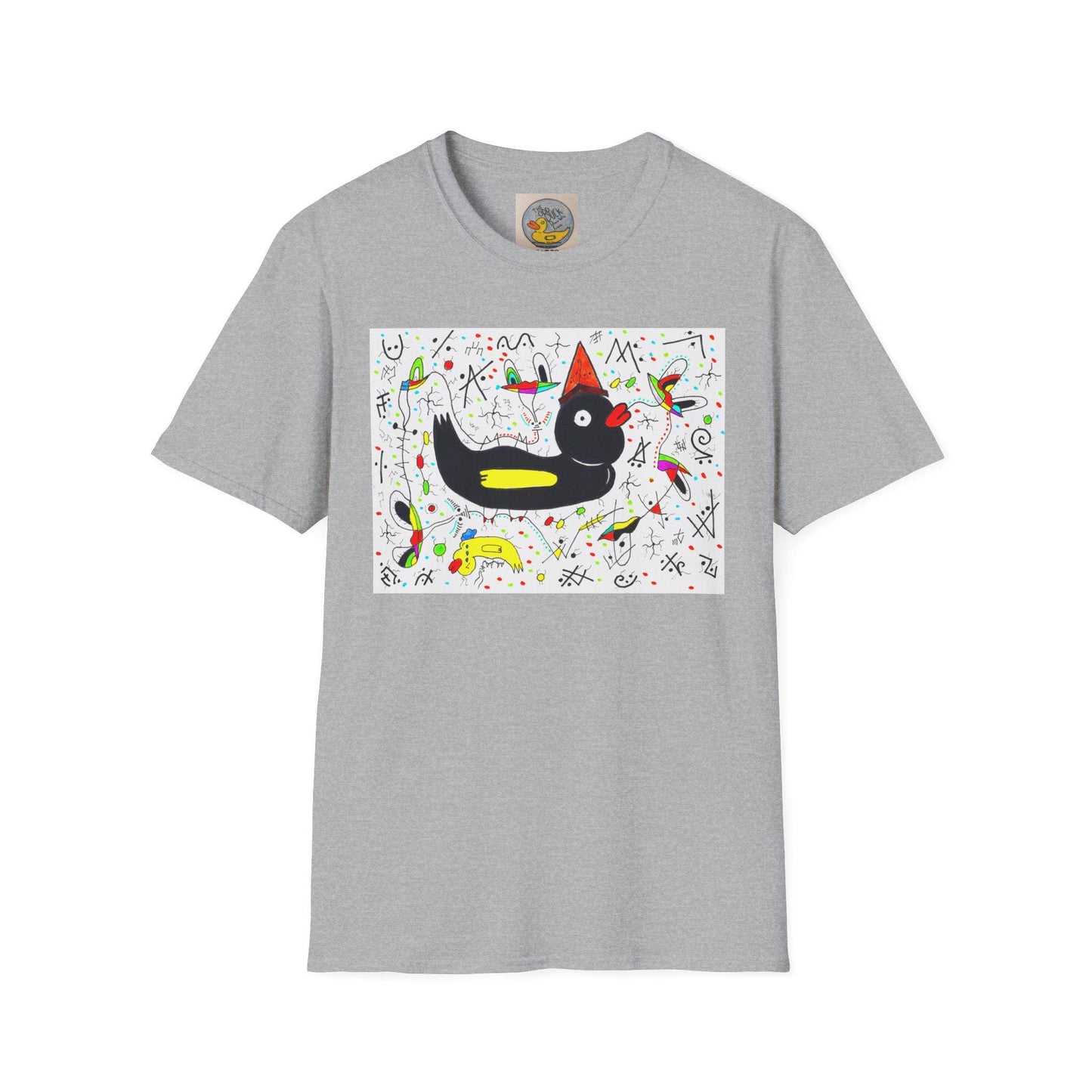 Black Duck Surreal Art Tee | Joan Miro Style Mental Health Awareness Shirt