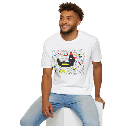 Black Duck Surreal Art Tee | Joan Miro Style Mental Health Awareness Shirt