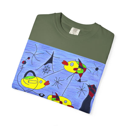 Joan Miró-inspired Ducks Artwork T-shirt | Abstract Surrealist Duck Design