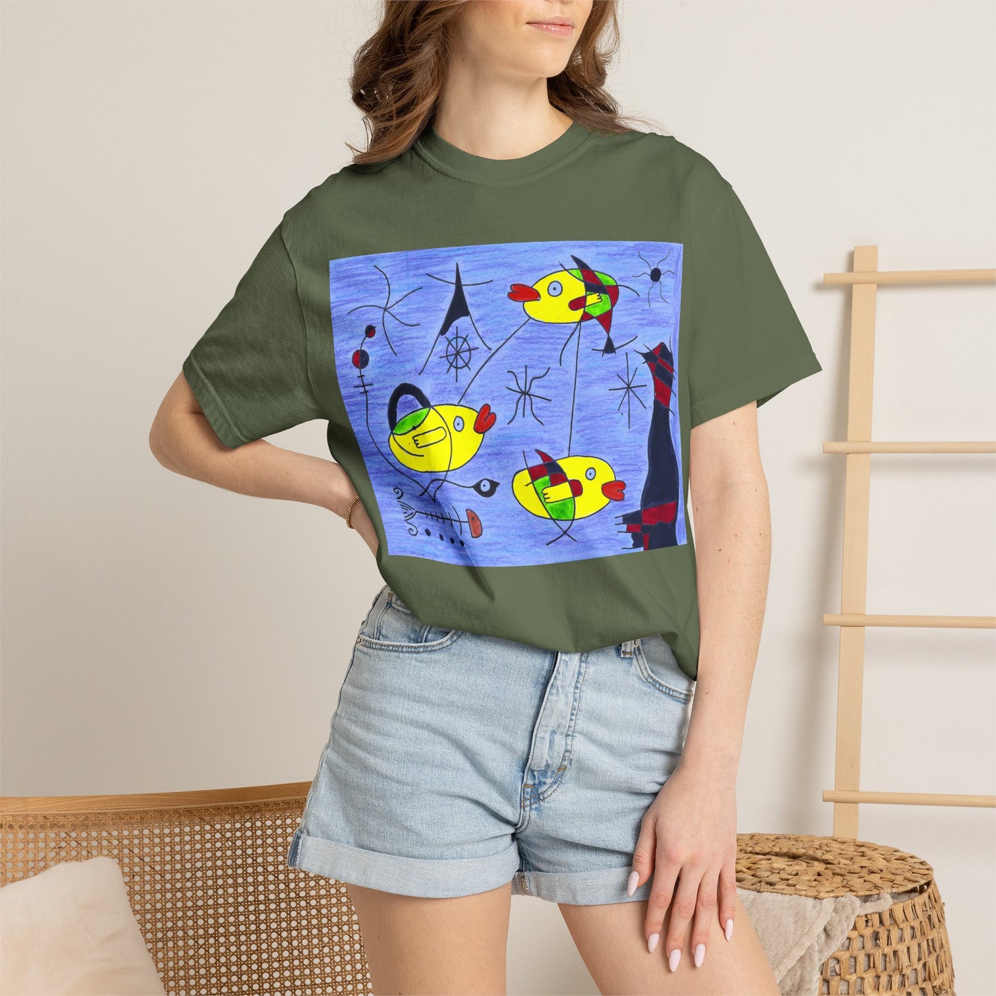 Joan Miró-inspired Ducks Artwork T-shirt | Abstract Surrealist Duck Design