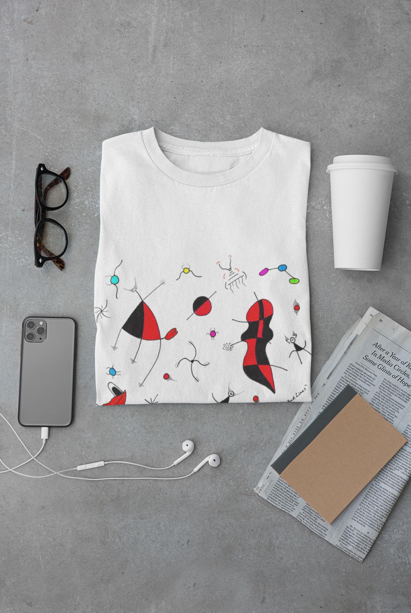 Joan Miró Inspired Alien T-Shirt | Minimalist Abstract Hand Drawn Tee