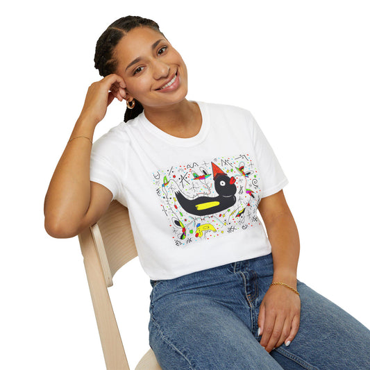 Black Duck Surreal Art Tee | Joan Miro Style Mental Health Awareness Shirt