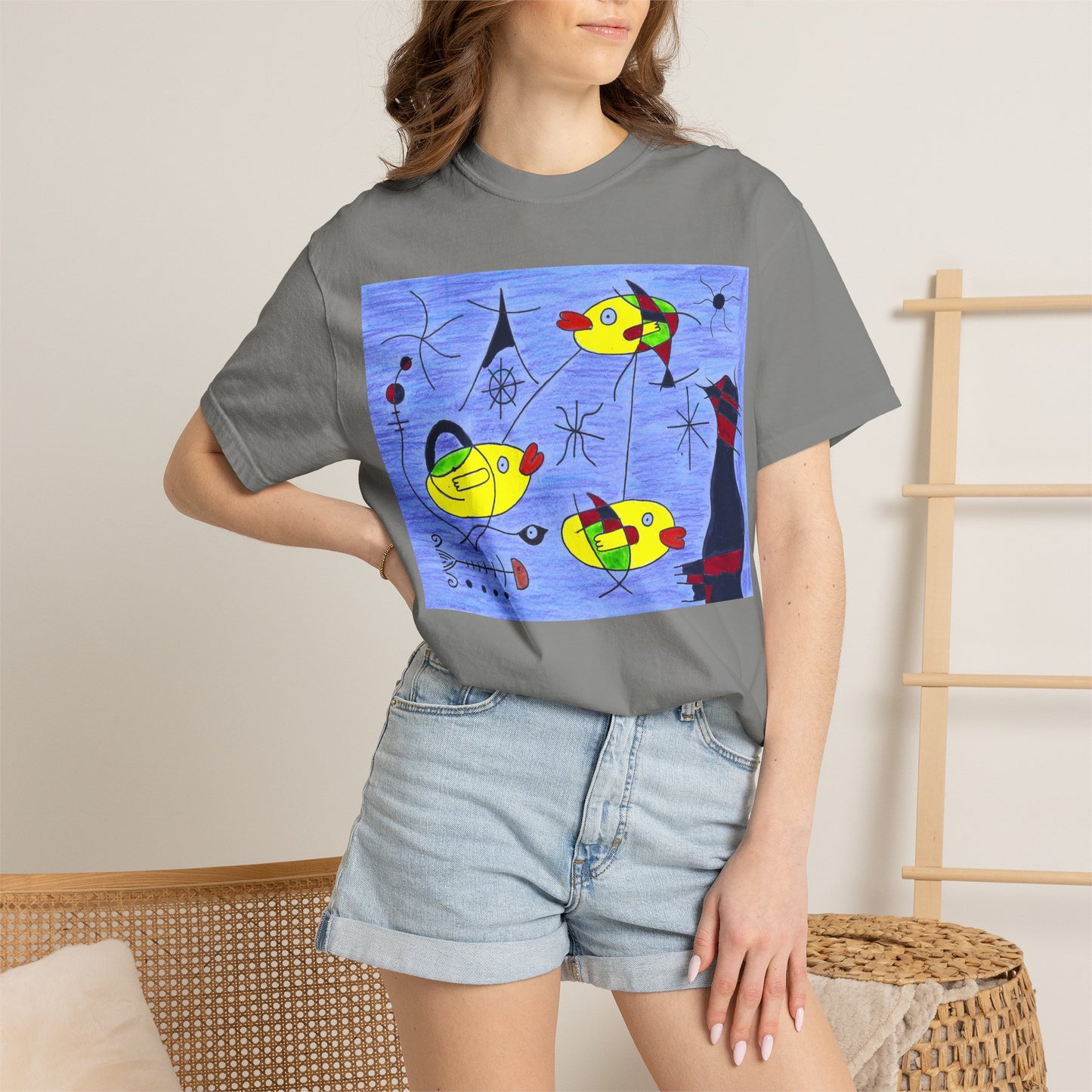 Joan Miró-inspired Ducks Artwork T-shirt | Abstract Surrealist Duck Design
