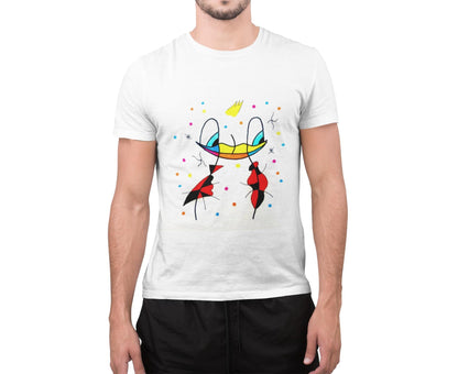 Flamenco Duck T-Shirt | Joan Miró Style Abstract Art, Hand Drawn Tee