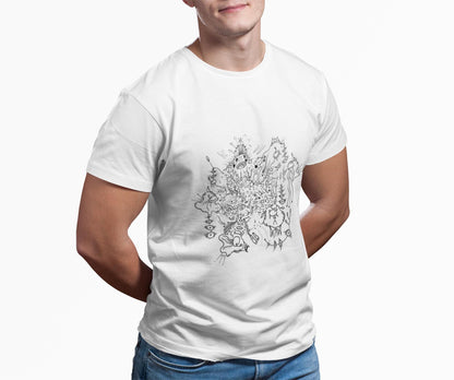 Abstract Ganesh Linework Print Tee | Hindu Surrealist Art, UK Artist
