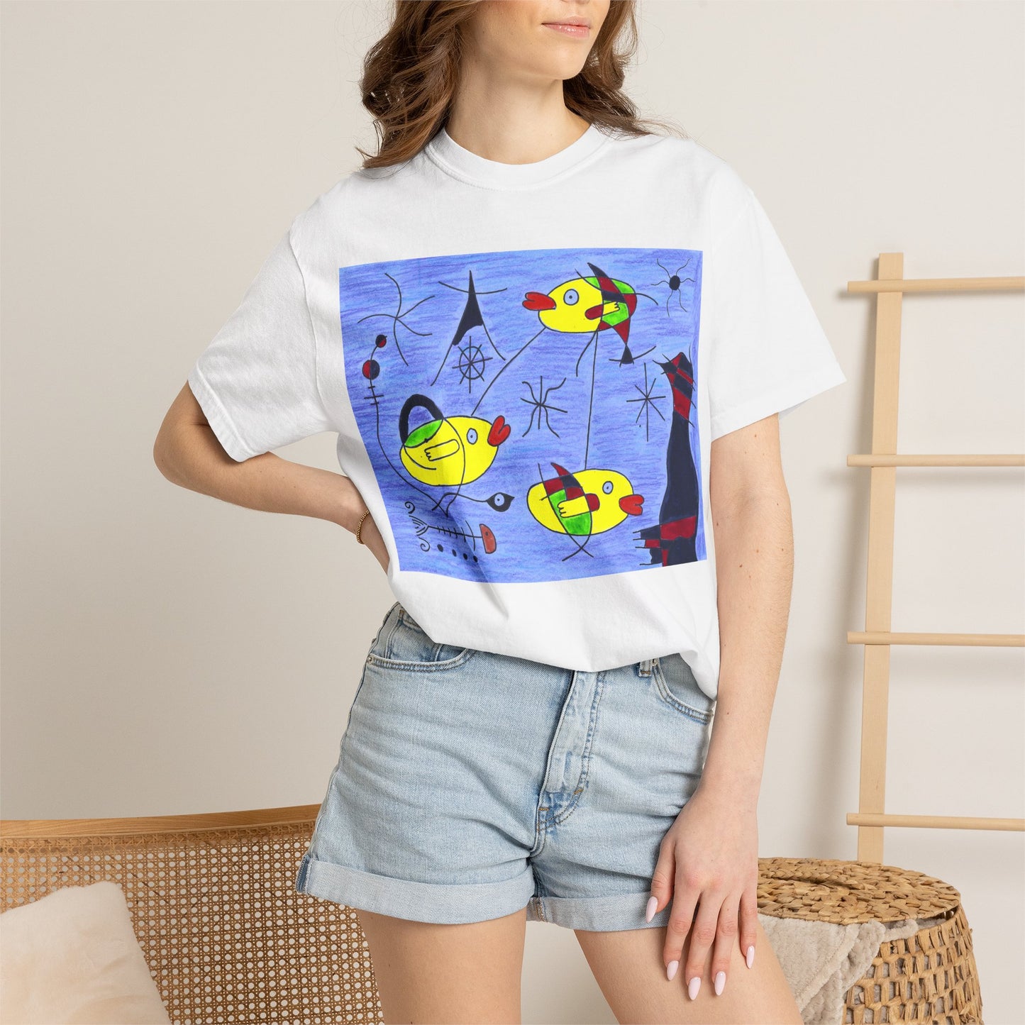 Joan Miró-inspired Ducks Artwork T-shirt | Abstract Surrealist Duck Design