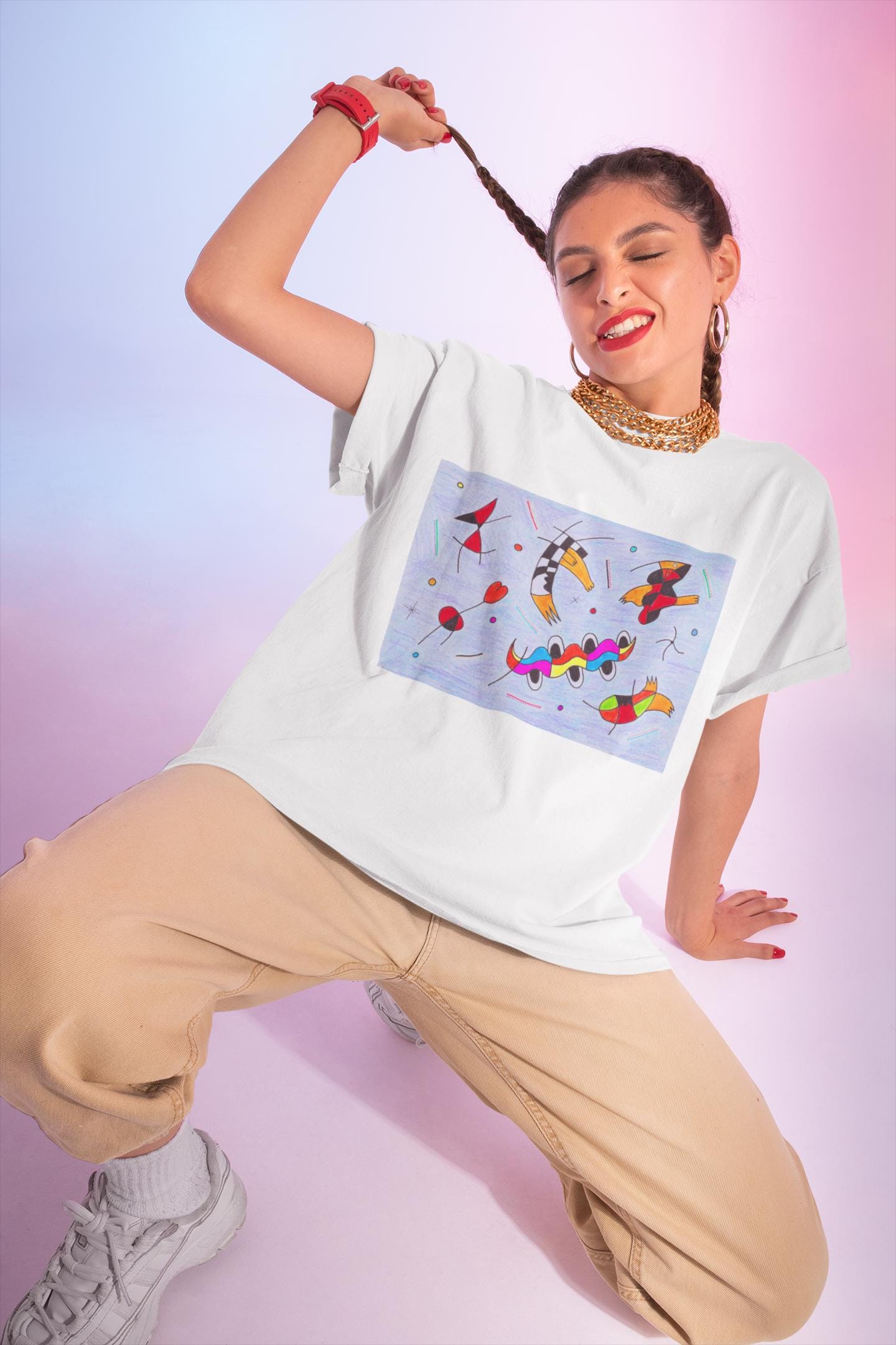 Joan Miró Inspired Abstract Ducks T-Shirt | Colorful Surreal Figurative Design
