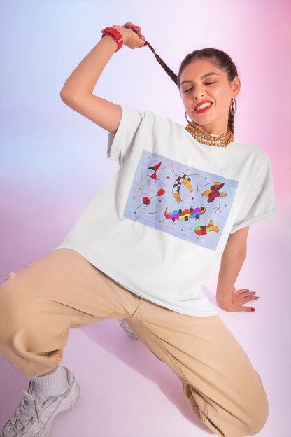 Joan Miró Inspired Abstract Ducks T-Shirt | Colorful Surreal Figurative Design