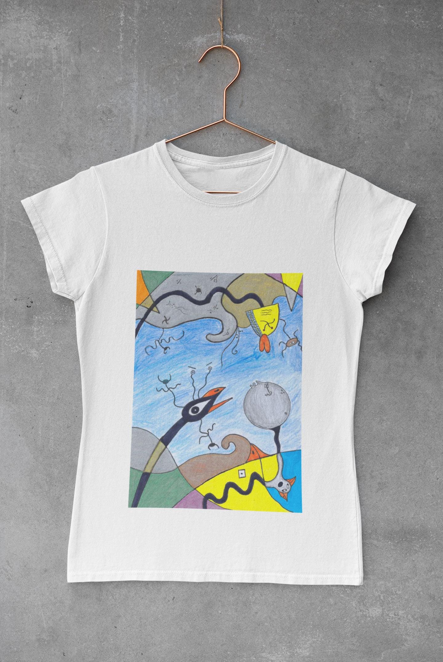 Joan Miro Birds | Abstract Surreal T-shirt | Birds and Bees | Hand Drawn | U.K. Artist