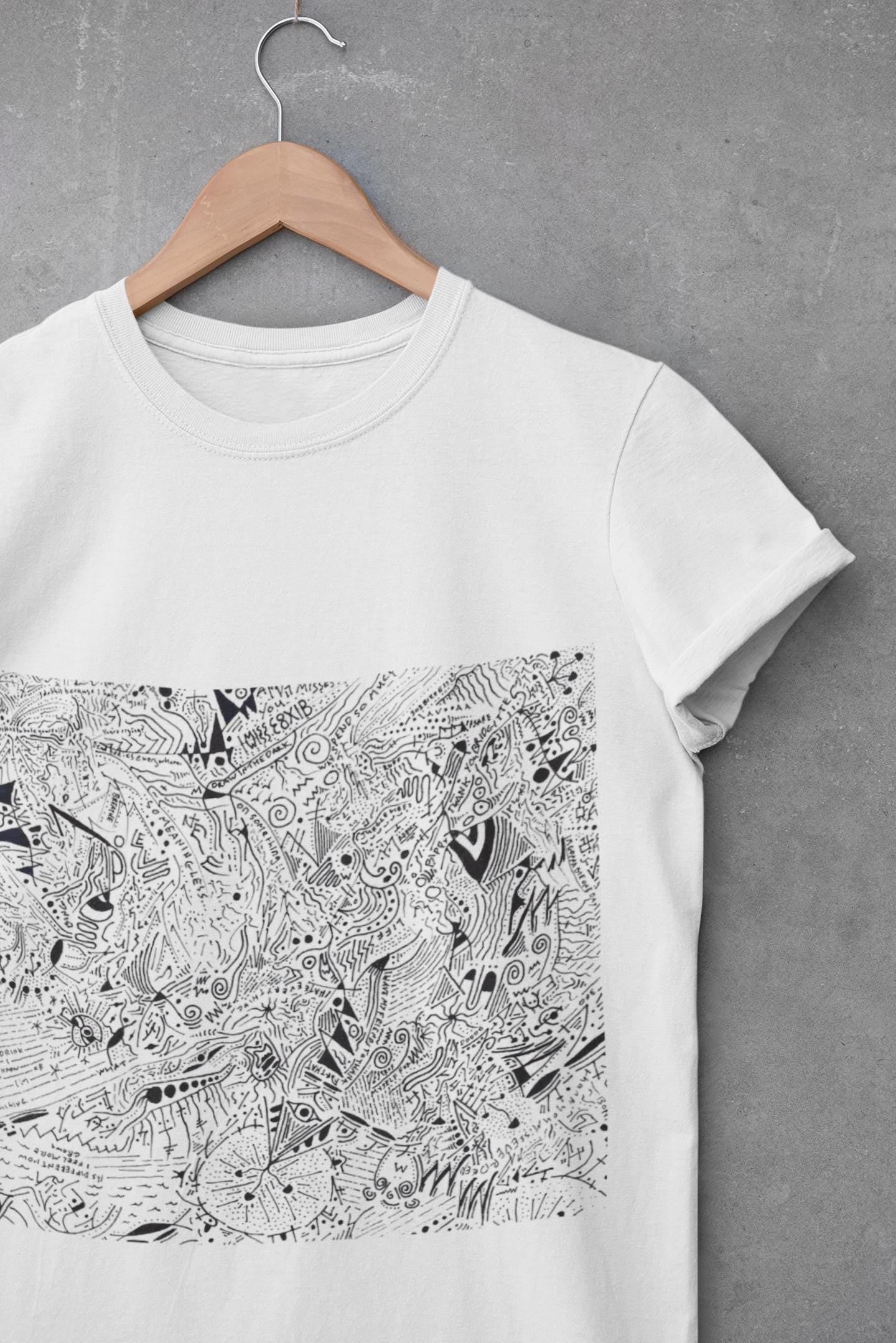 Art Is Therapy Scribbles bipolar abstract linework surreal T-Shirt | U.K Artist Hand Drawn