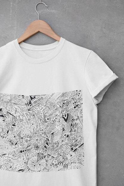 Art Is Therapy Scribbles bipolar abstract linework surreal T-Shirt | U.K Artist Hand Drawn