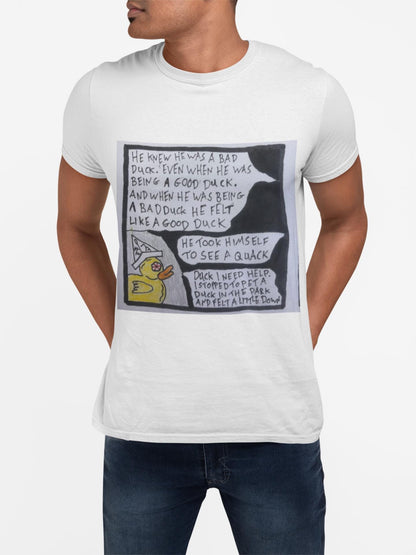Hand Drawn Duck Comic T-Shirt | Mental Health Support Awareness Tee