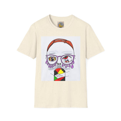 Trippy Psychedelic Abstract Josh Portrait T-Shirt | Purple Eyes, Glasses