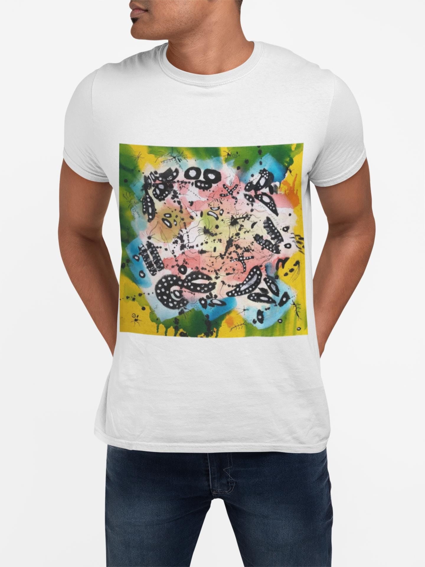 Abstract Ink Faces T-Shirt | Colorful Linework Art, Cape Town Design