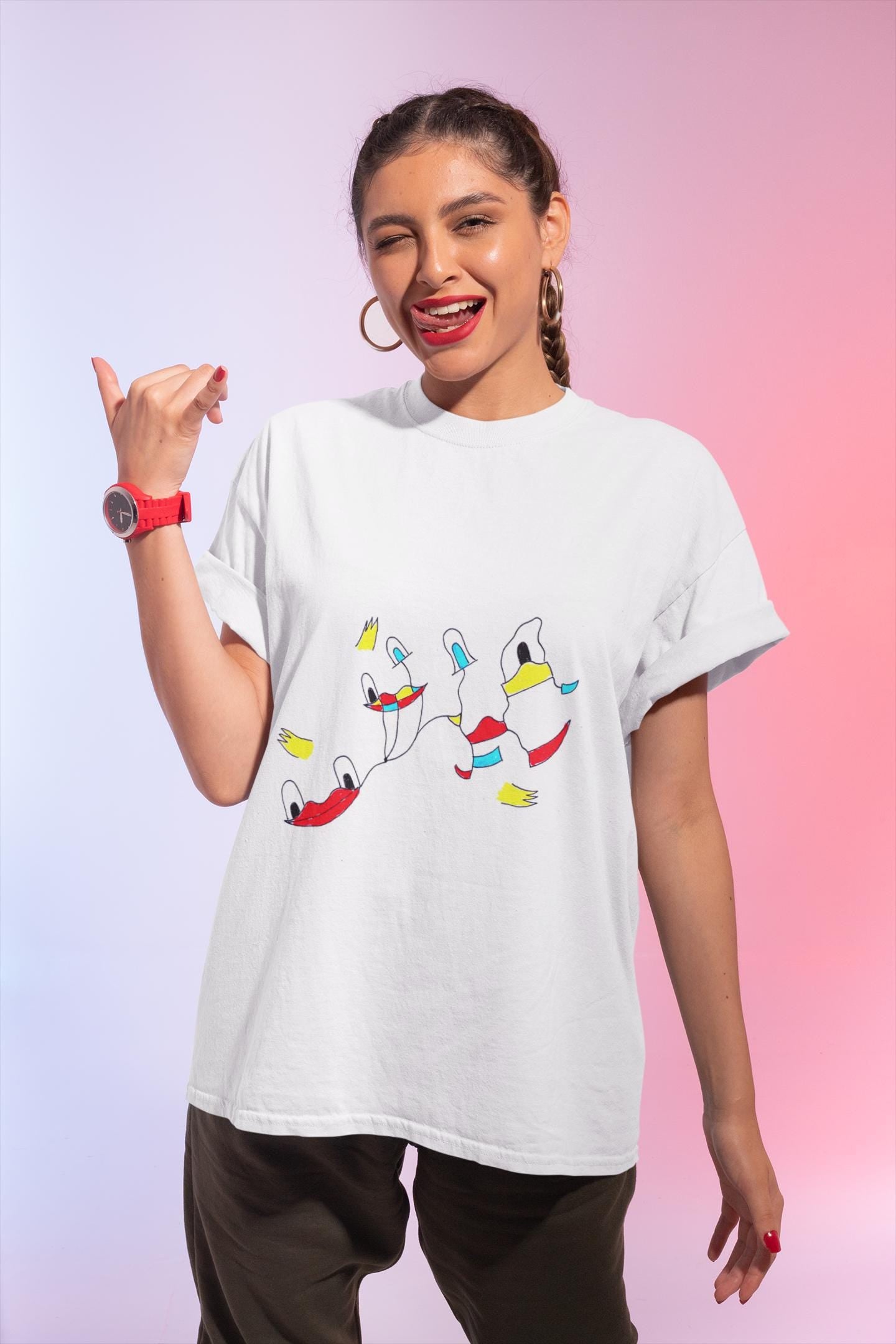 Abstract Duck T-Shirt | Joan Miro Style Hand Drawn Graphic Tee