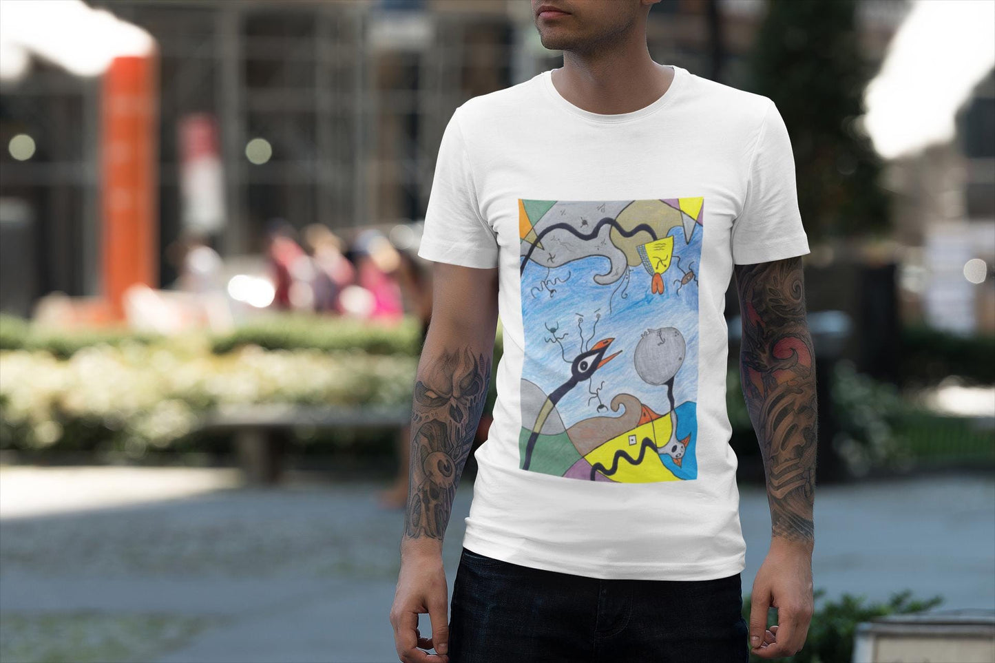 Joan Miro Birds | Abstract Surreal T-shirt | Birds and Bees | Hand Drawn | U.K. Artist