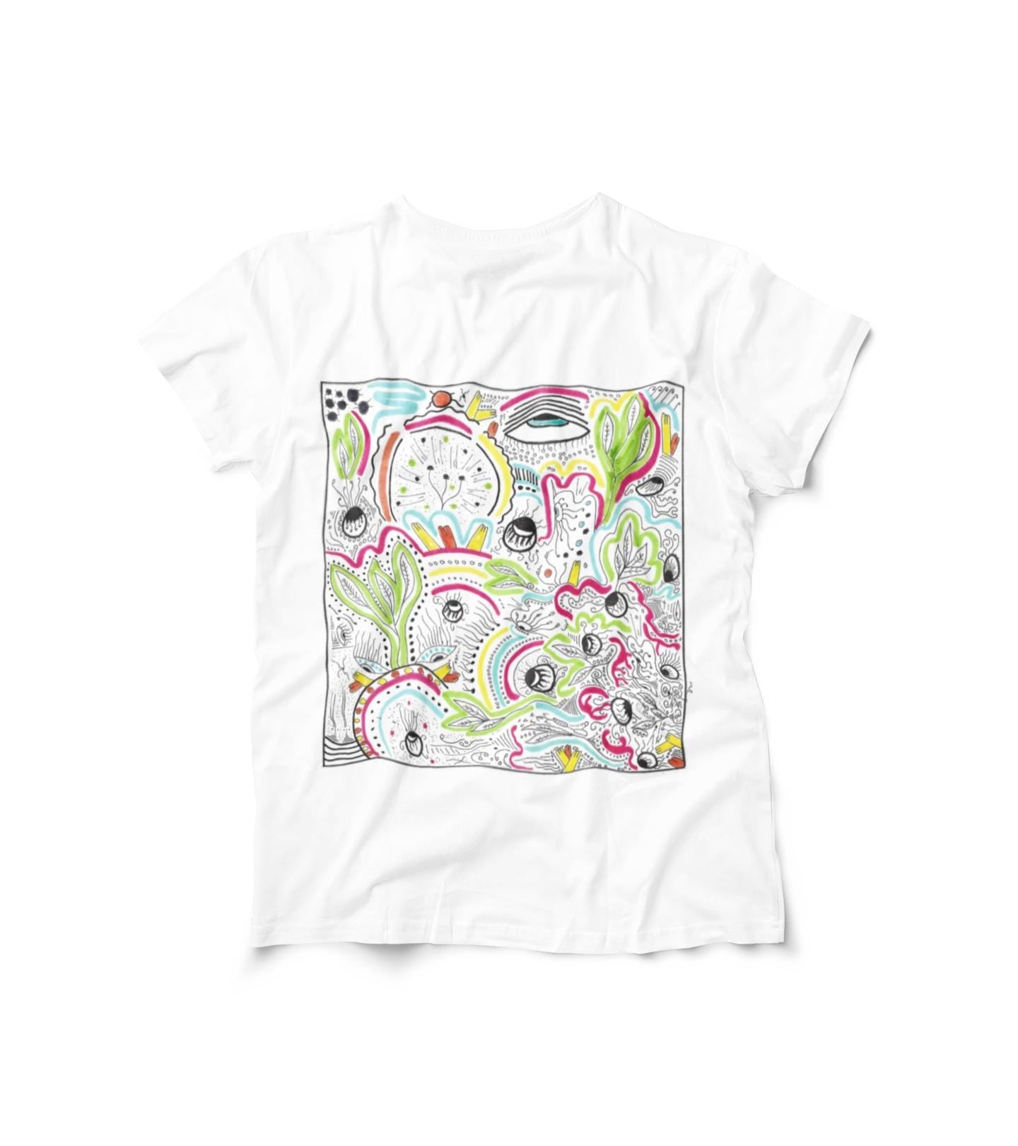 Surreal Psychedelic Mushroom Garden T-Shirt | Abstract Floral Fungi Art
