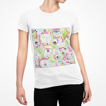 Surreal Psychedelic Mushroom Garden T-Shirt | Abstract Floral Fungi Art