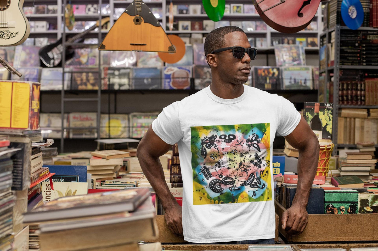 Abstract Ink Faces T-Shirt | Colorful Linework Art, Cape Town Design