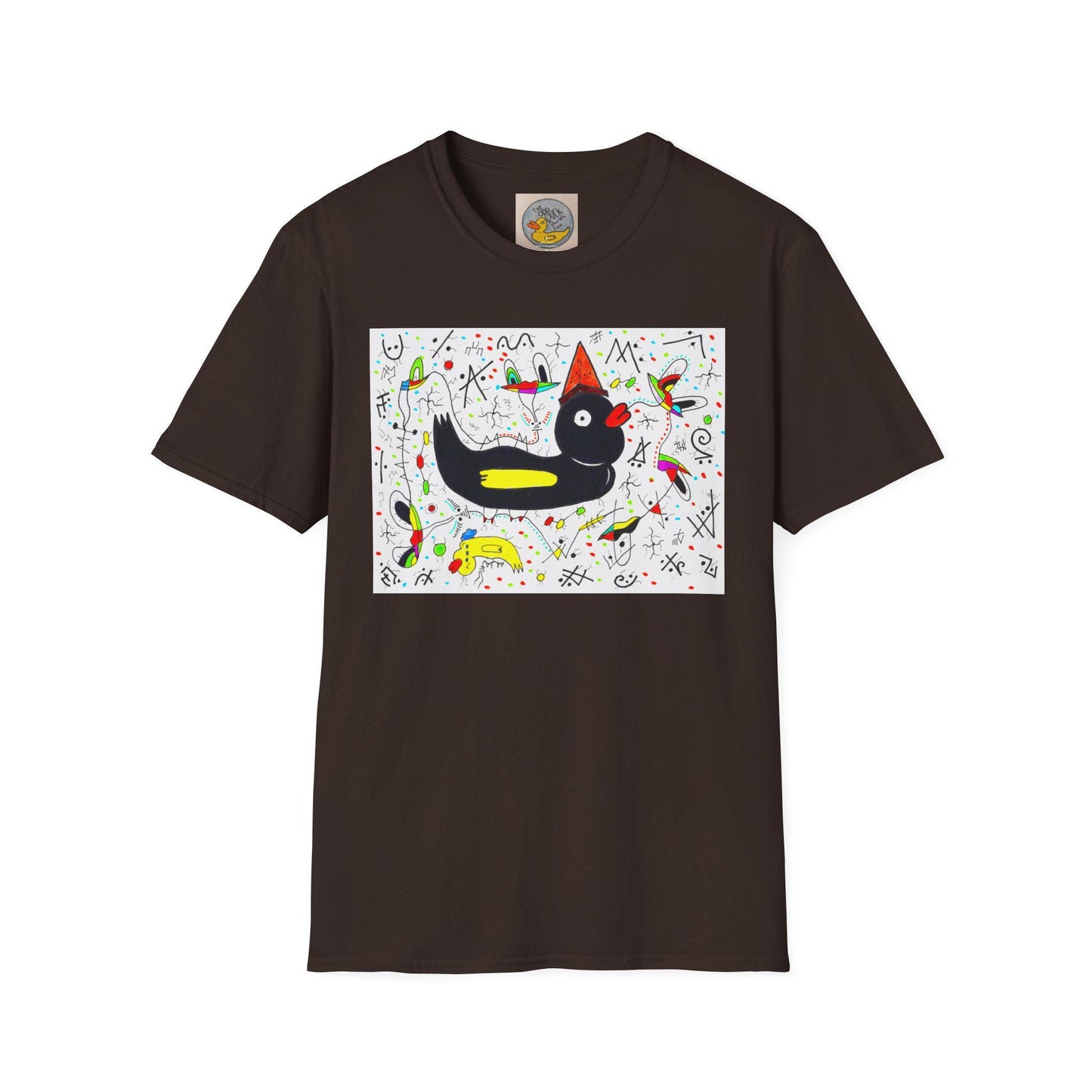 Black Duck Surreal Art Tee | Joan Miro Style Mental Health Awareness Shirt