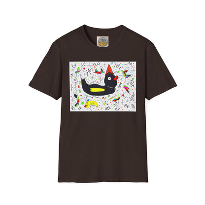 Black Duck Surreal Art Tee | Joan Miro Style Mental Health Awareness Shirt