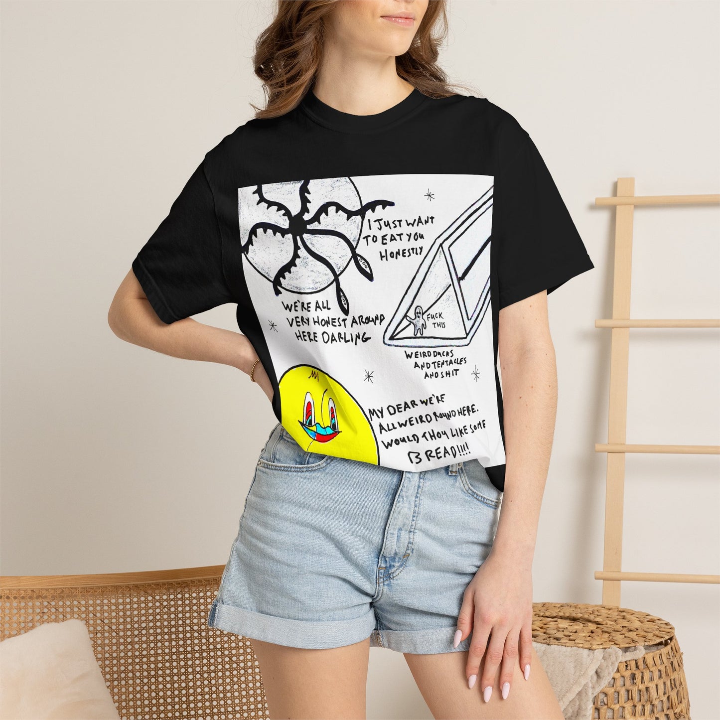 Space Duck Tentacles Portal T-Shirt | Cosmic Octopus Illustration