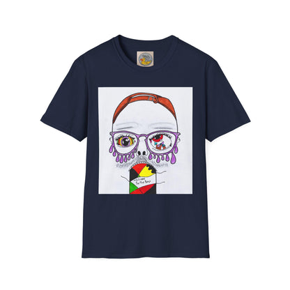 Trippy Psychedelic Abstract Josh Portrait T-Shirt | Purple Eyes, Glasses