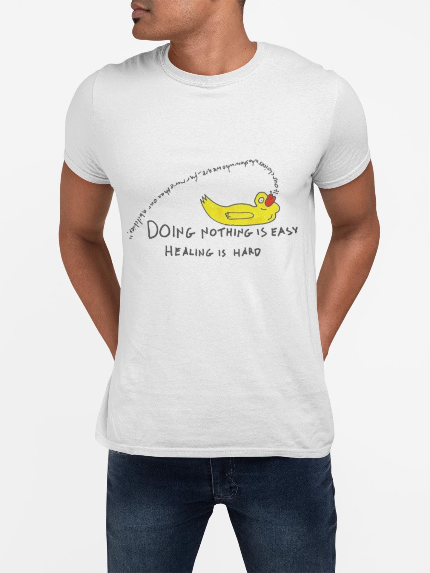 Doing nothing is easy, healing is hard | Mental Health Awareness | Harry Potter Quote | Abstract Duck Drawing | U.k. Artist