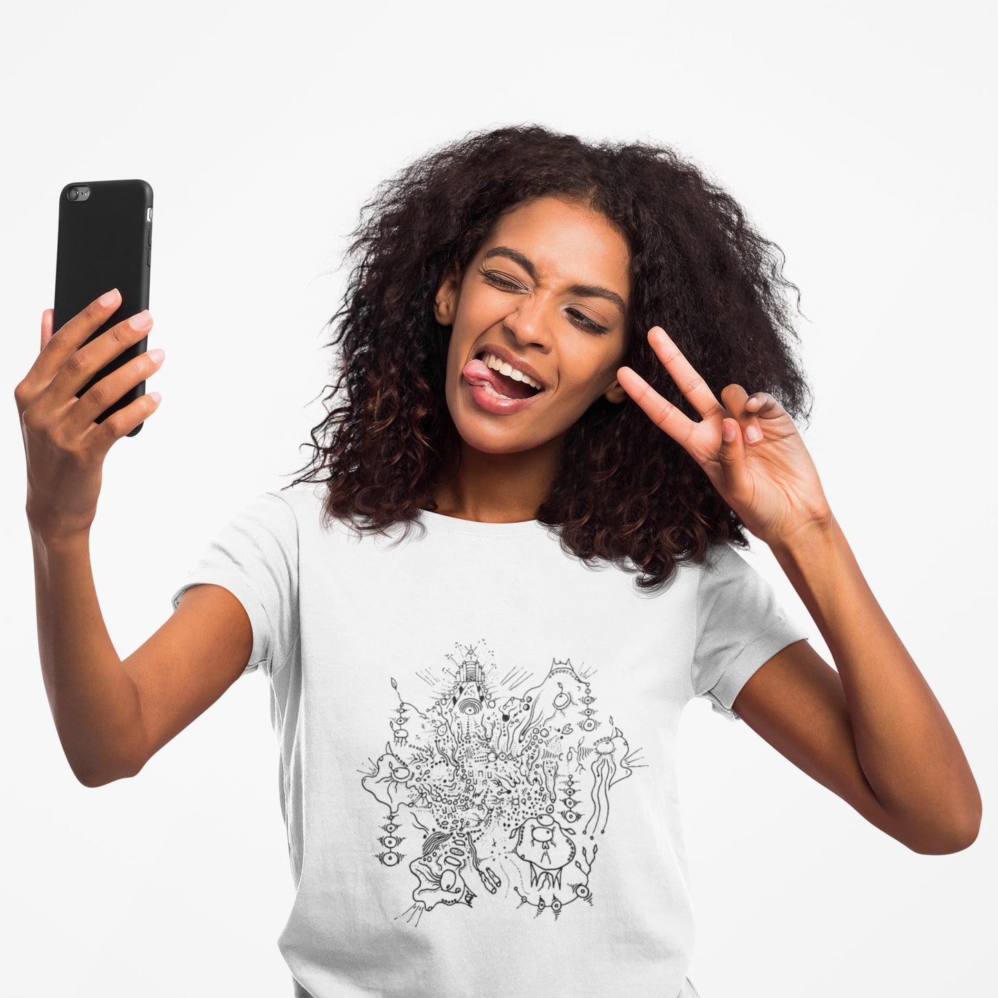 Abstract Ganesh Linework Print Tee | Hindu Surrealist Art, UK Artist