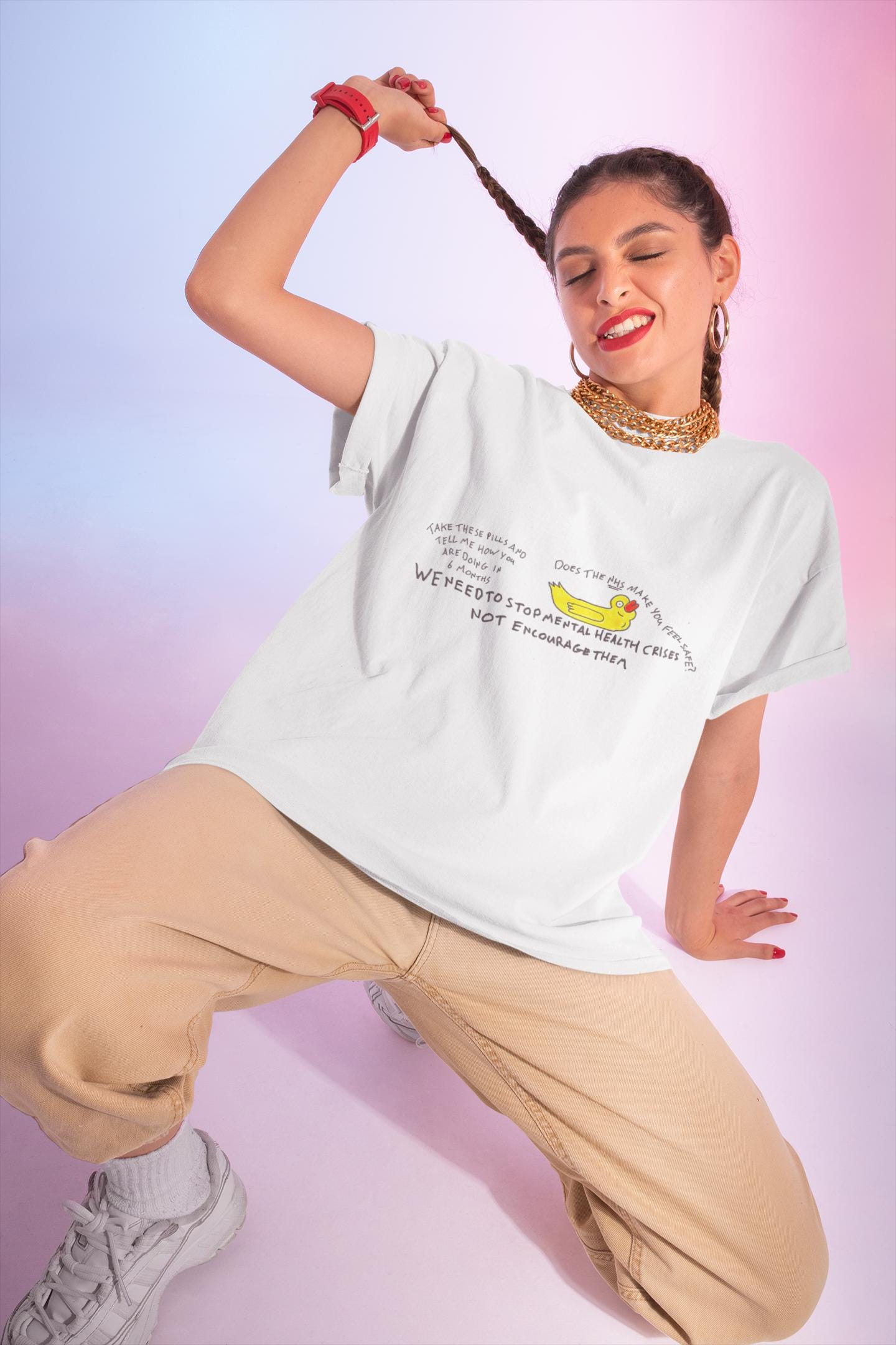 NHS Mental Health Awareness T-Shirt | Meds Side Effects, Understaffed Care, Hand Drawn Slogan