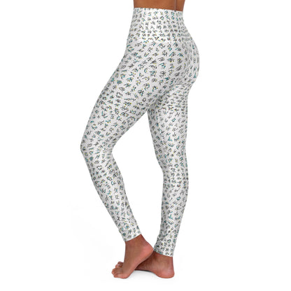 OddDuckBar Yoga Leggings Hand Drawn Pattern High Waisted Yoga | All-Over Print