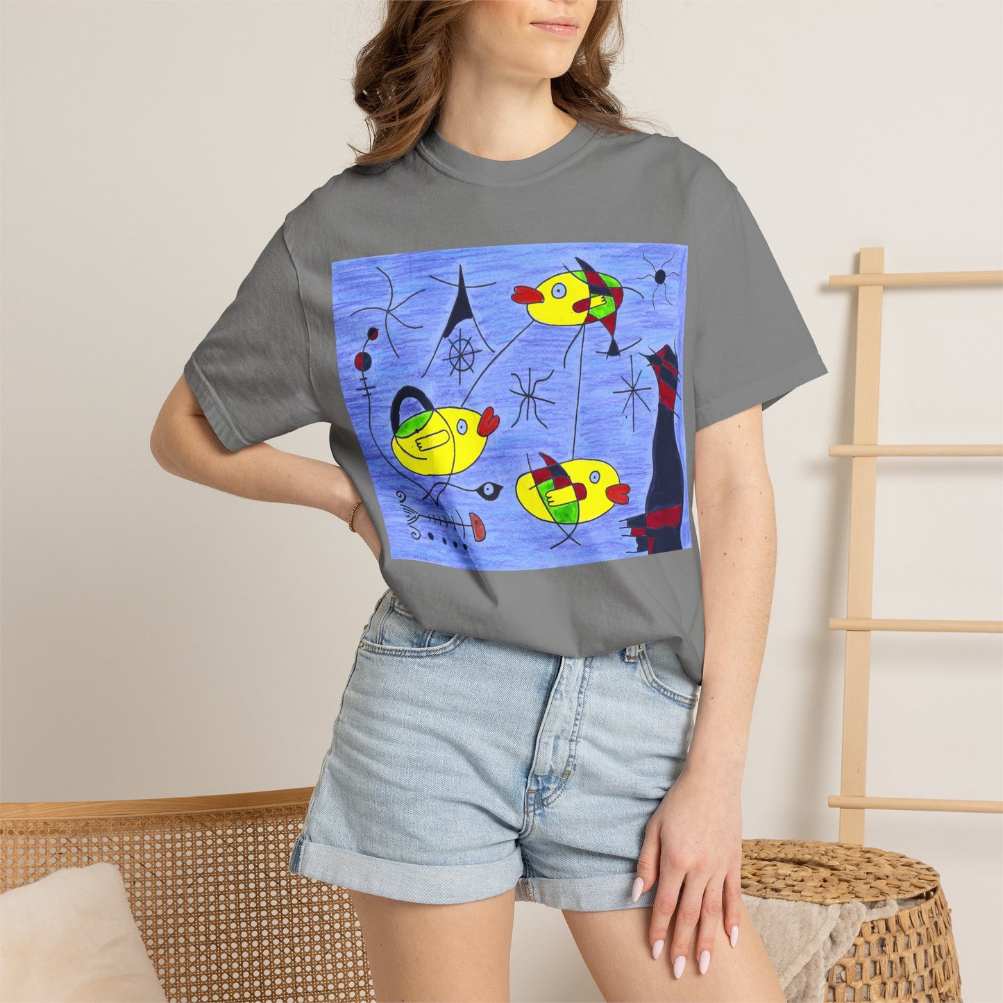 Joan Miró-inspired Ducks Artwork T-shirt | Abstract Surrealist Duck Design