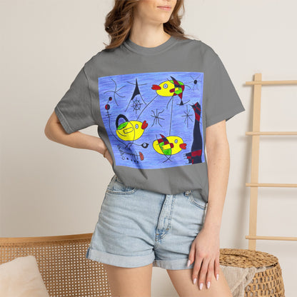 Joan Miró-inspired Ducks Artwork T-shirt | Abstract Surrealist Duck Design