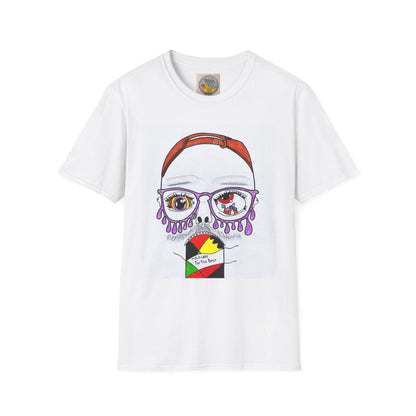 Trippy Psychedelic Abstract Josh Portrait T-Shirt | Purple Eyes, Glasses